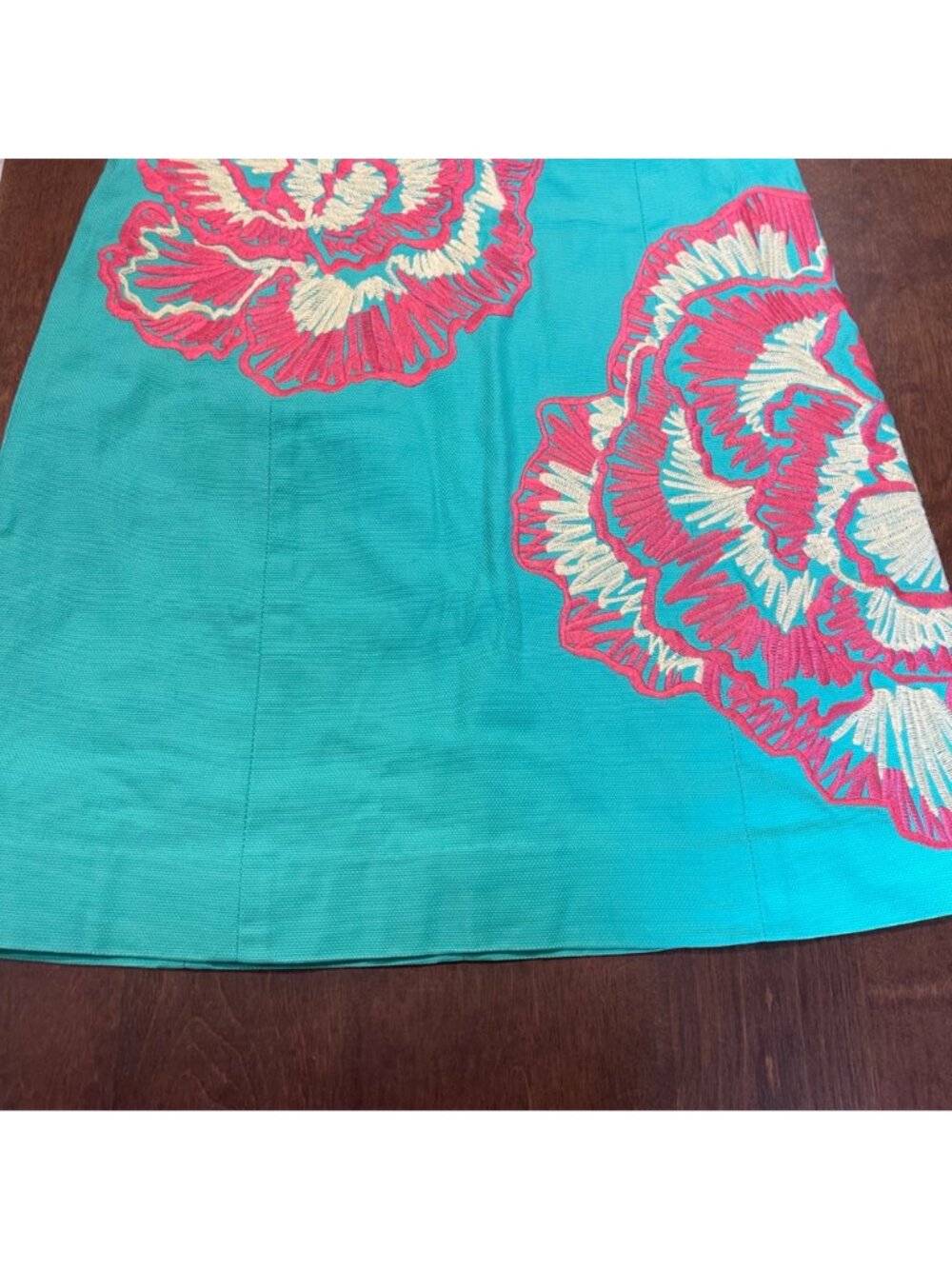 Lilly Pulitzer Strapless Sheath Dress Women's‎ Size 4 Embroidered Flowers Cotton - Picture 11 of 12
